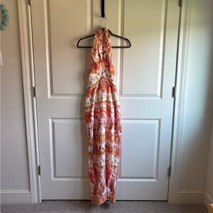 NWOT Taylor Vibrant Floral Dress with Red and Orange